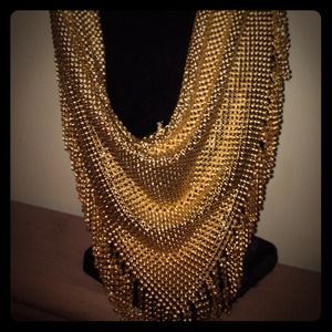 Vintage gold tone mesh necklace