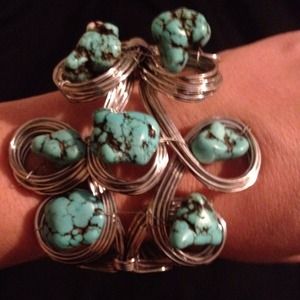 Wire turquoise cuff bracelet