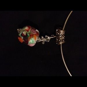 Choker necklace with colorful glass drop