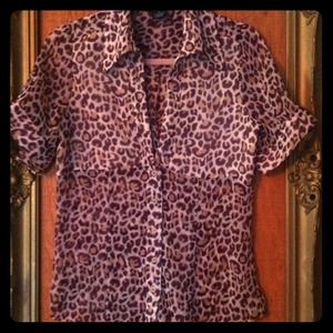 BCBG Maxazria leopard blouse Size M