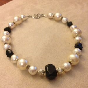 Black and white pearl necklace