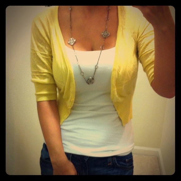 SOLD!!! Yellow eyelet cardigan