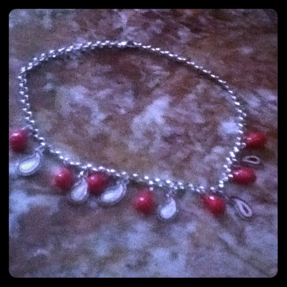 Pink & White Charm Necklace with Silver Chain