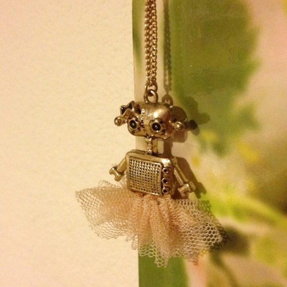 😍SOLD😍Chic tutu wearing robot necklace