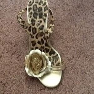 Dolce & Gabbana gold flower sling backs