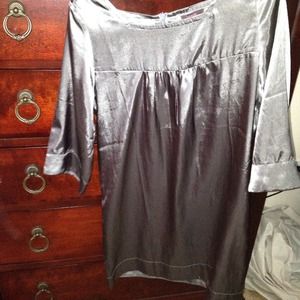 A satin dark gray 3/4 sleeve dress!