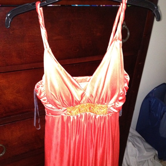Tangerine satin dress!