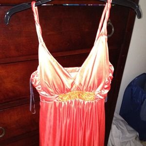 Tangerine satin dress!