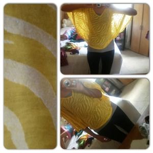 Yellow and white zebra print loose fit top