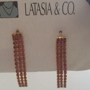 Pink three stand dangle earrings