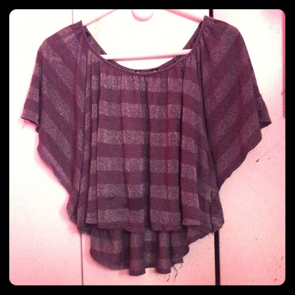 Deb Tops - [RESERVED]Gray and silver stripped poncho