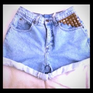 High waisted studded shorts