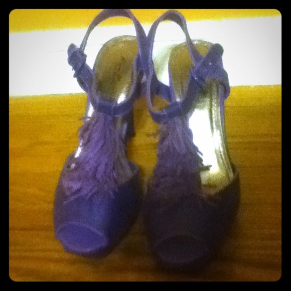 Purple Fringe Peeptoe Heels