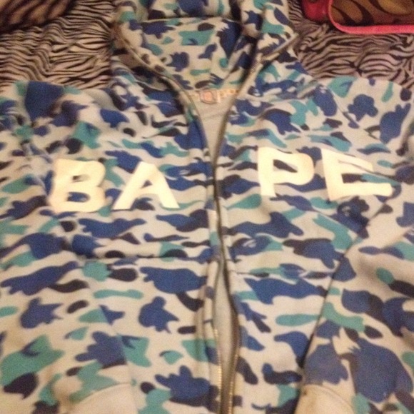 Blue camp bape hoodie zip up!