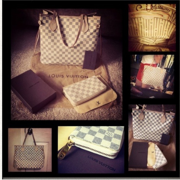 Damier Azur lv neverfull mm & wallet bundle
