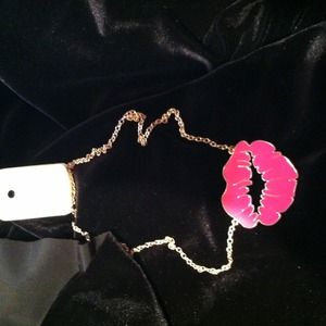 Hot pink lip necklace