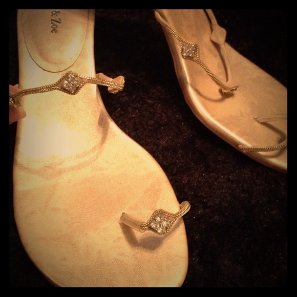 Gold low heel flats