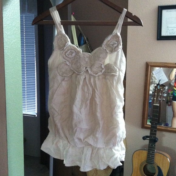 Reserved!! Beige chiffon top