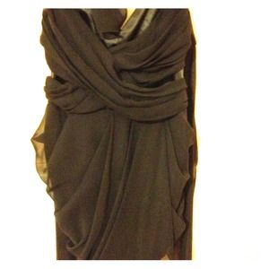 Backless black dress with chiffon straps