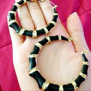 Black & Gold Hoop Earrings