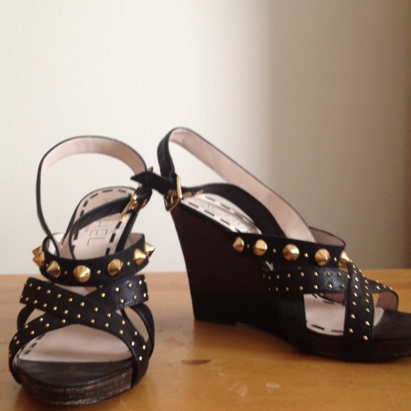 Black leather spike & studded sandals