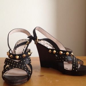 Black leather spike & studded sandals