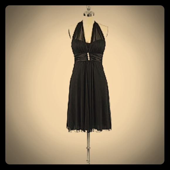Black sheer halter dress