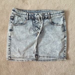 High-Waisted Denim (Acid Wash) Skirt