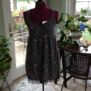 Green, flower button down dress