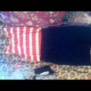 Black skirt and red & white shirt