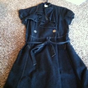 Double button jean wrap dress