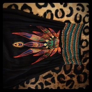 Printed strapless mini dress