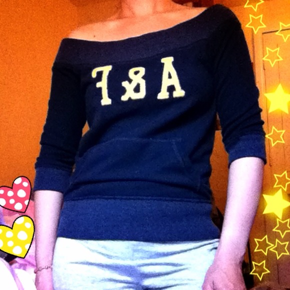 Abercrombie & Fitch Sweaters - A&F Off the Shoulder Navy Sweatshirt