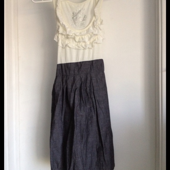 Flirty cream colored and gray dress