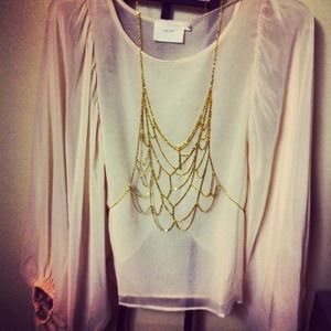 Body chain - hand made, 14k gold plate, adjustable