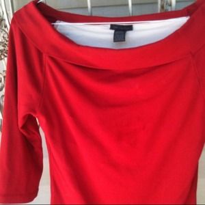 Red sweater with boat neck