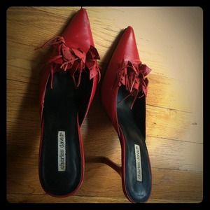 Charles David red mules