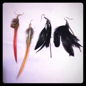 Two Pairs of Feather Earrings $15