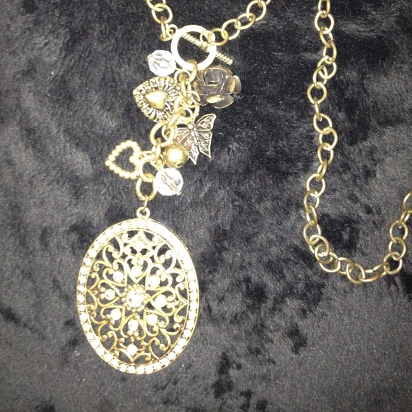 Long gold toggle necklace