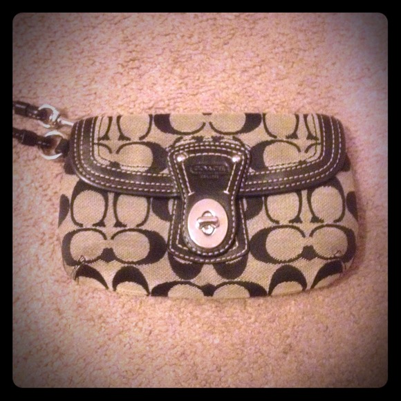 Authentic COACH wristlet. Black and gray