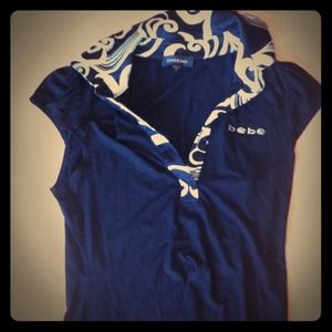 Bebe rhinestone logo collared shirt size S