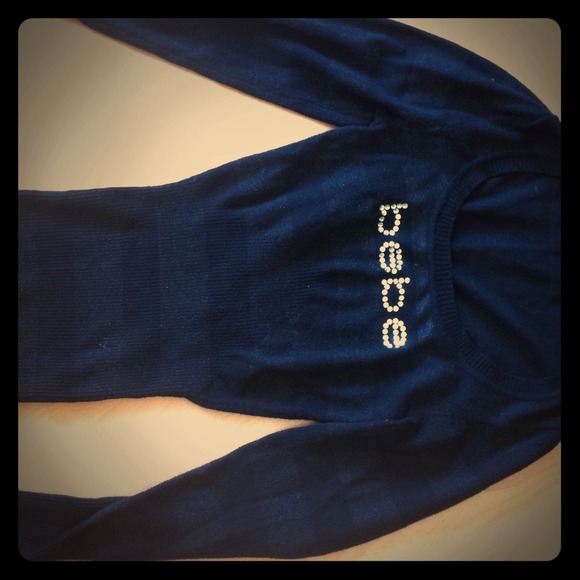 Bebe rhinestone logo sweater size S