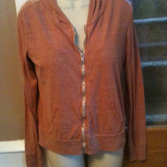 Check&Stripe Apricot Thin Zip-Up Hoodie. Large.