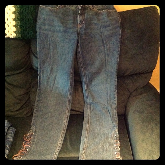 Nautica jeans with leather shoelace ties- size 8