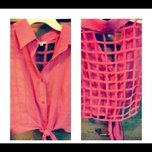 SOLD Hot pink vest/ peek-a-boo back