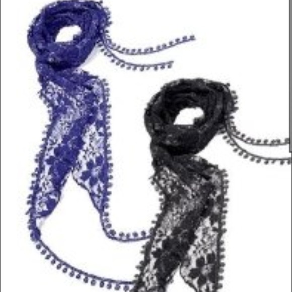 Purple or Black Lacy Floral Scarf with Shimmer - Picture 1 of 5