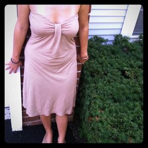 Strapless Brown and tan striped dress!