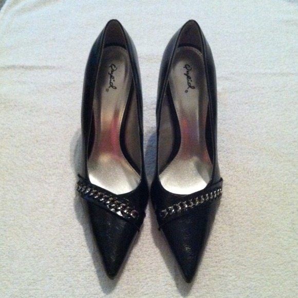 Black Heels with Silver Chain