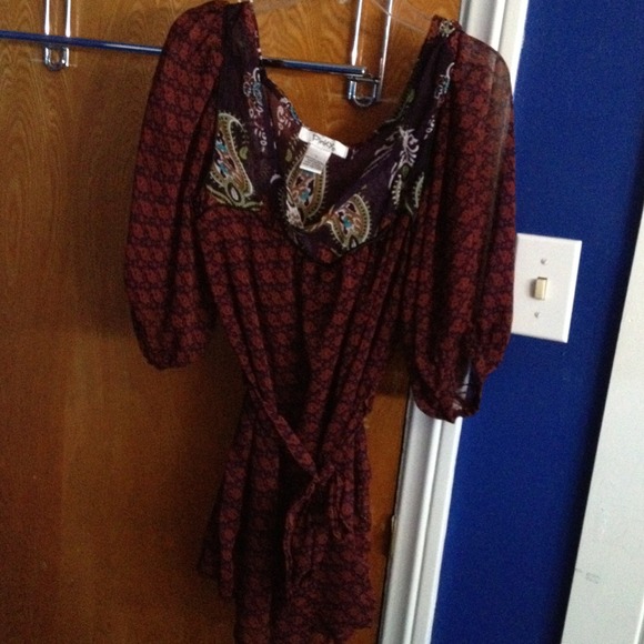 Purple and red sheer top