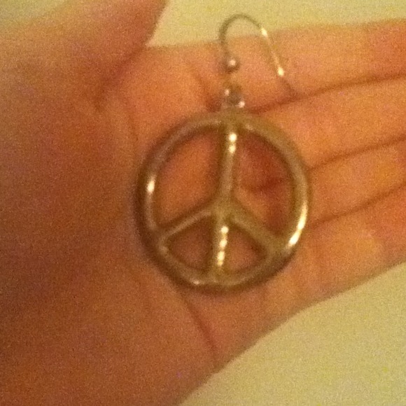 Gold peace sign earrings! - Picture 2 of 2